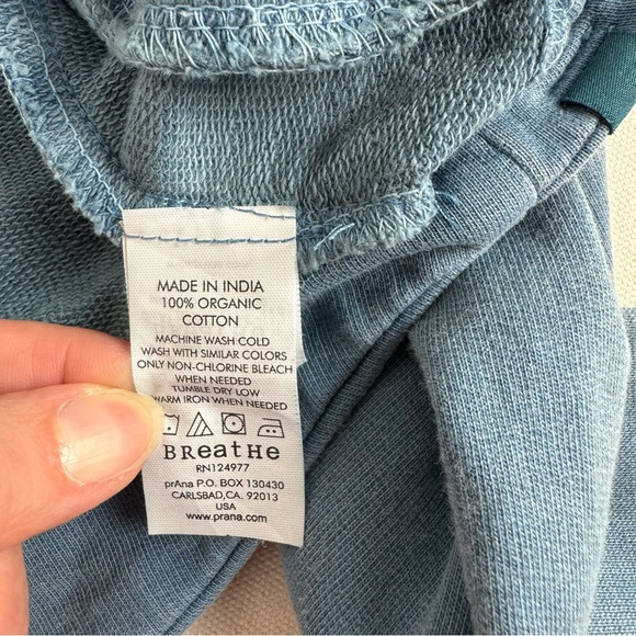 PrAna Blue French Terry Cotton Janell Hooded Jacket Women’s Size Extra Small - Picture 8 of 14